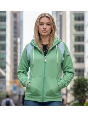 Bonfire Snowboard Co Y2K Women’s Small Mint Green Full Zip Hooded Fleece Jacket